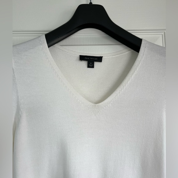 Ann Taylor White Fine Knit Sweater with Bell Sleeves - Picture 3 of 10